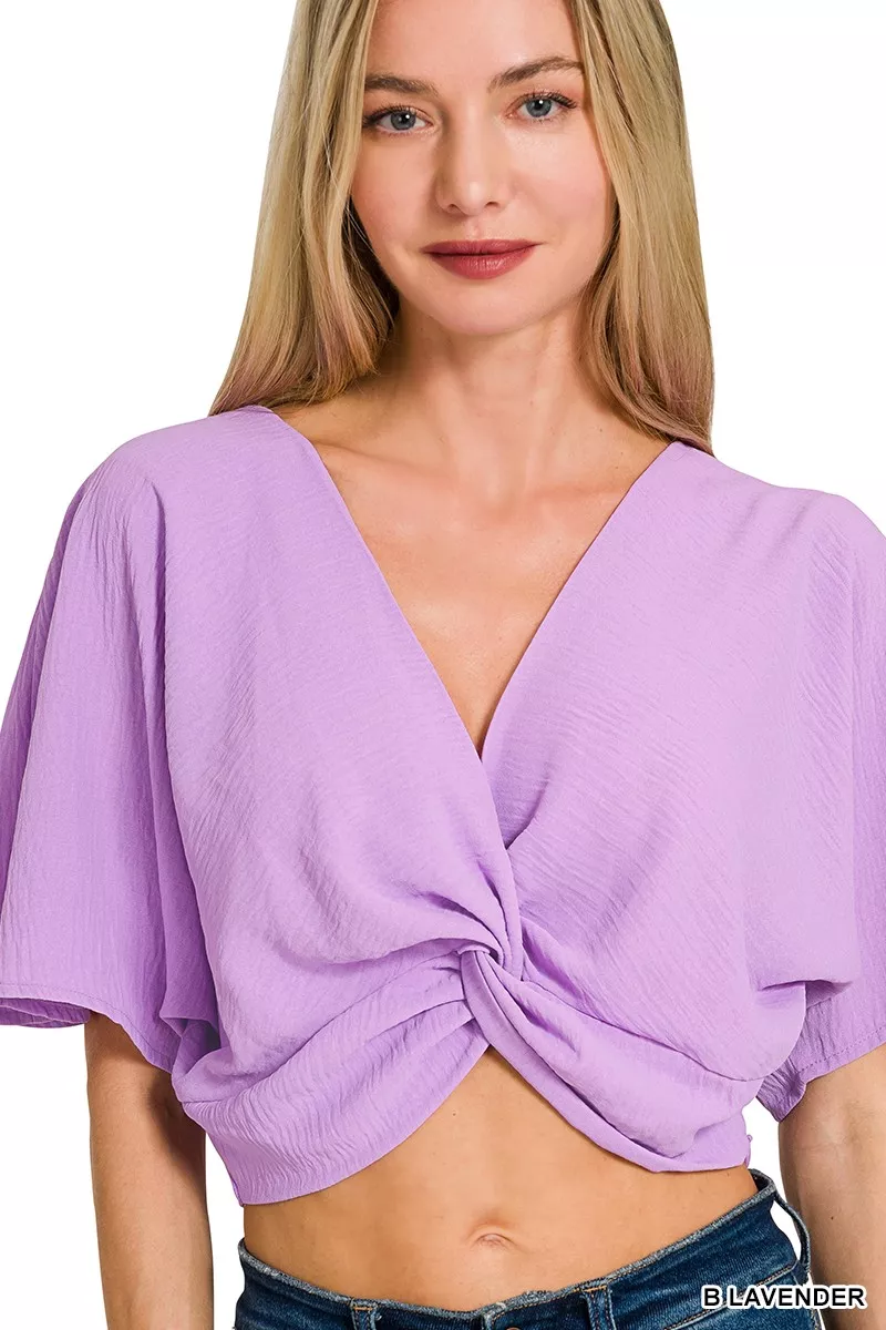 Woven Airflow Twisted Top & Wide Leg Pants Set, image 19