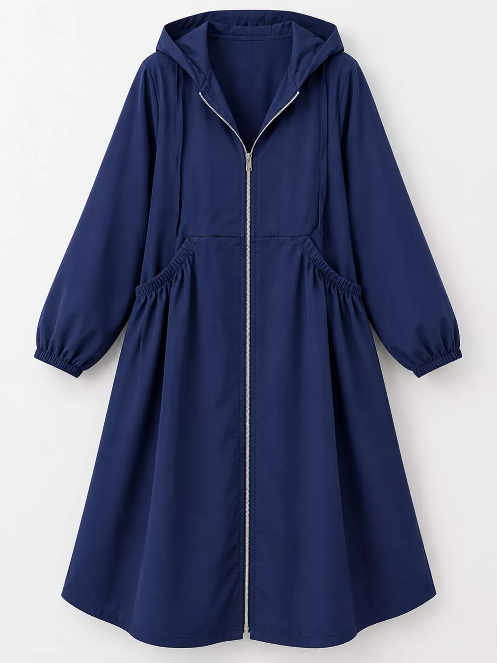 Plus Size Hooded Zip-Up Longline Windbreaker Outerwear, image 12