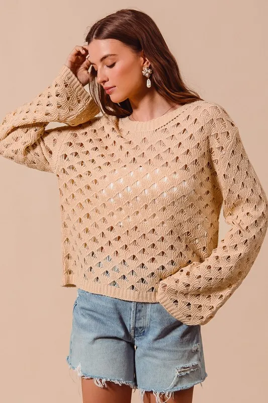 Geometric Pattern Open Knit Lightweight Sweater, image 5