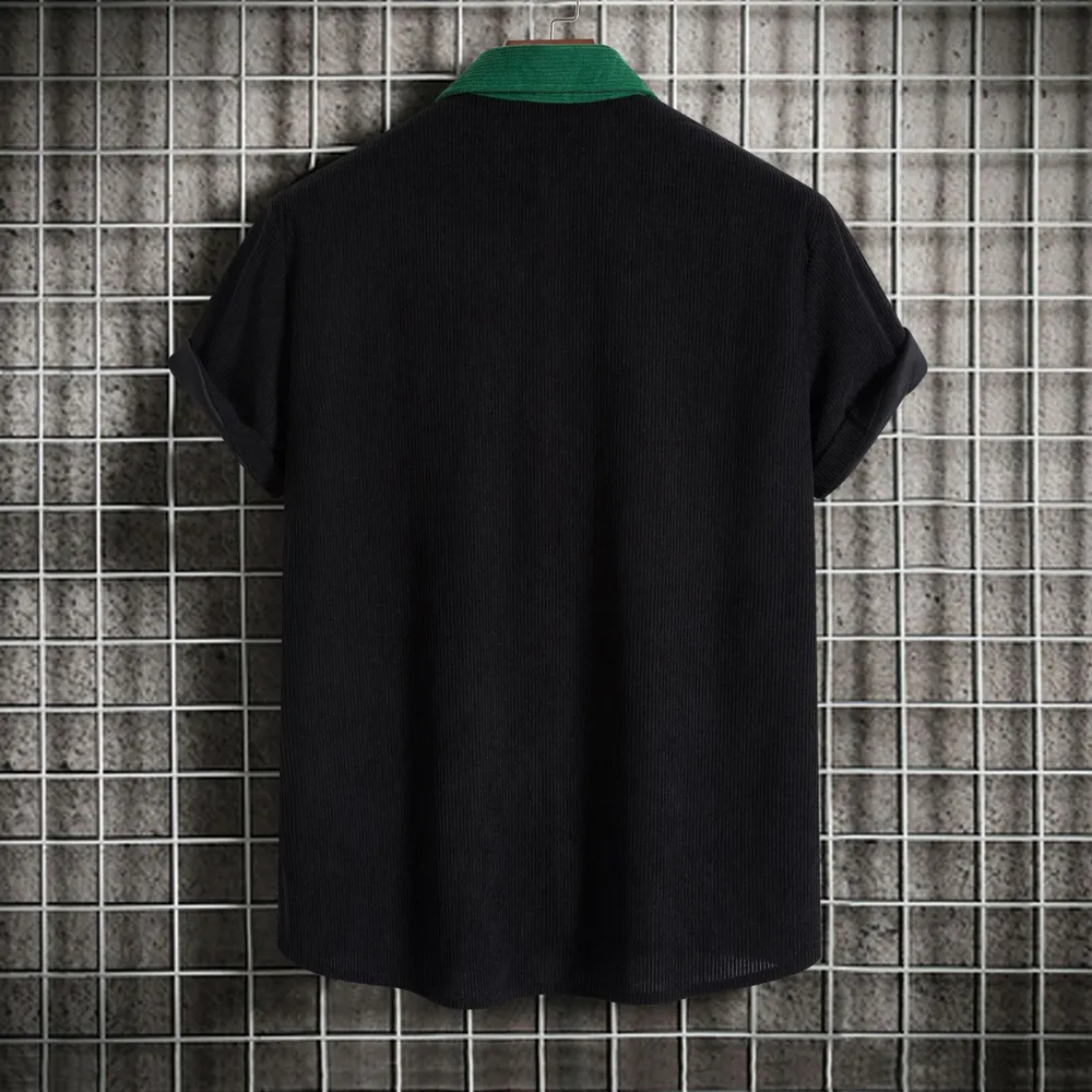 Men's Plus Size Classic Color Block Short Sleeve Shirt, image 9