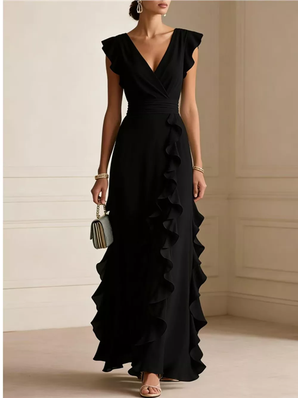 Ruffled Surplice Sleeveless Maxi Dress, image 21