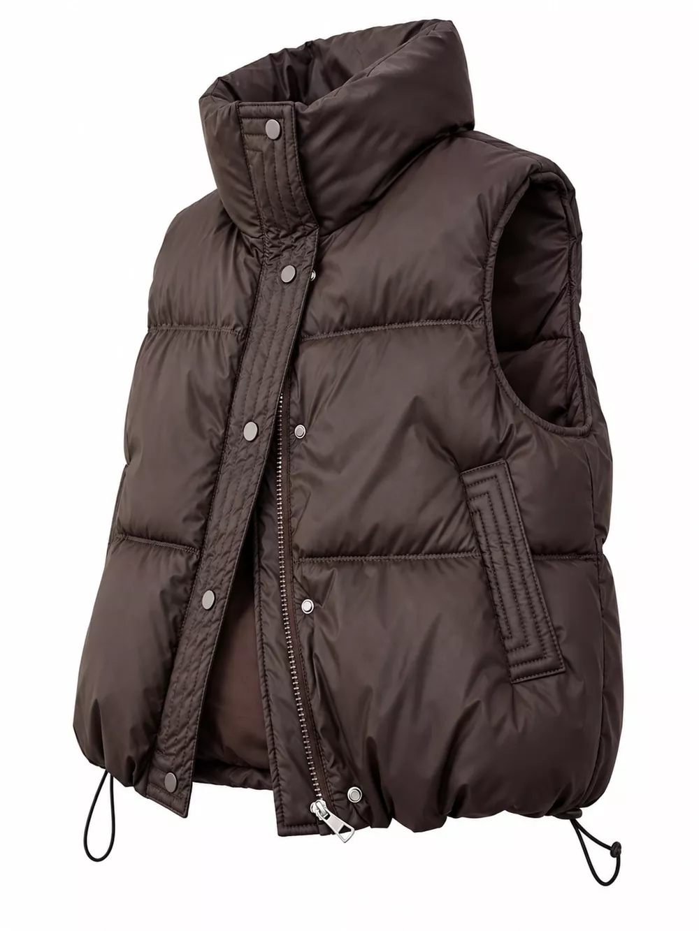 Drawstring Snap Down Puffer Vest Coat, image 7