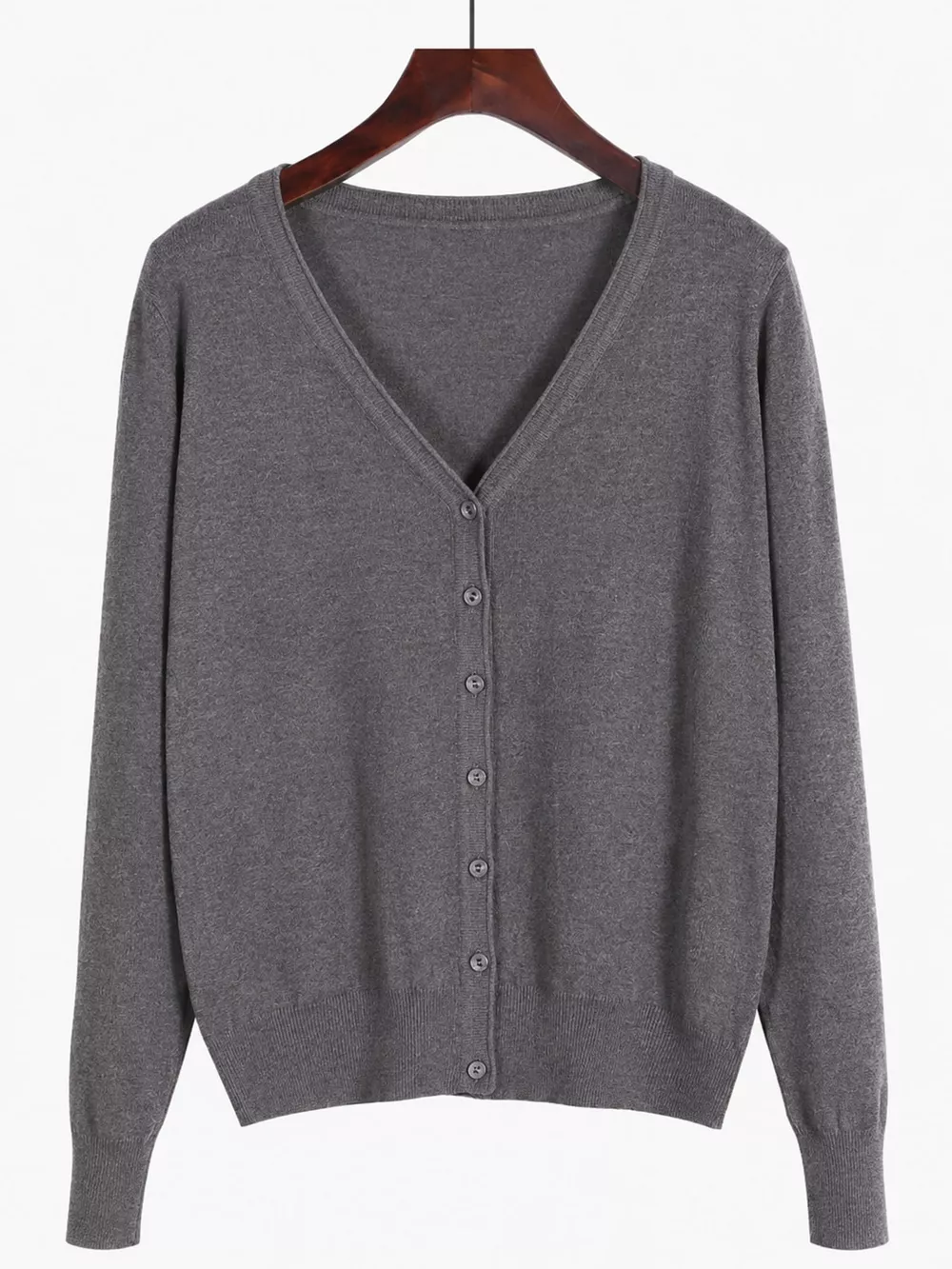 Classic V-Neck Button-Down Knit Cardigan, image 27