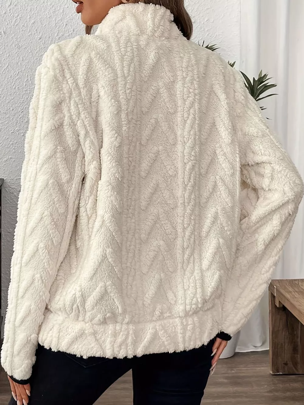 Full Size Quarter-Zip Sherpa Sweatshirt Plus Size, image 5