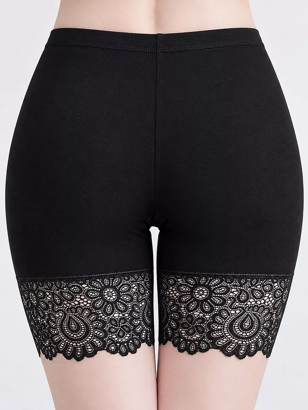 Plus Size High-Waisted Lace Trim Safety Panties, image 7