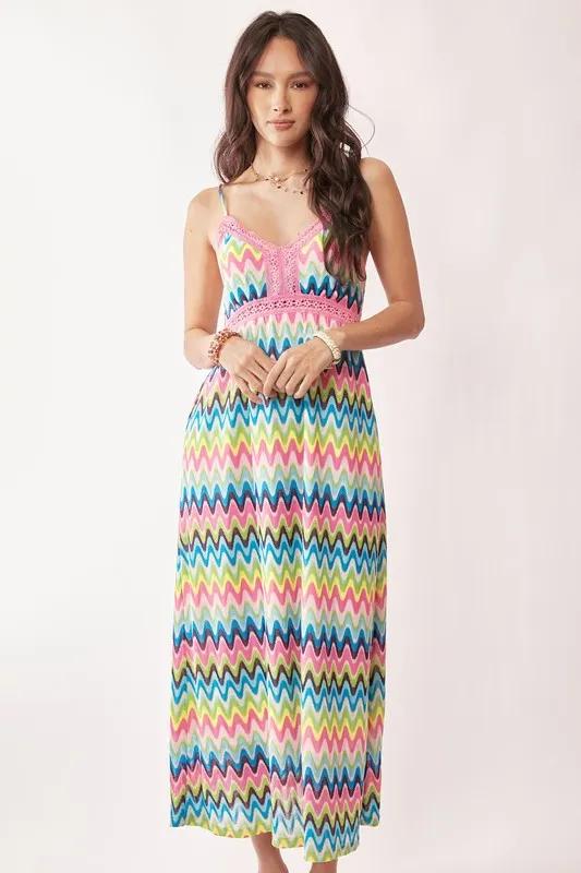 Multi Color Crochet Lace Midi Dress, image 7