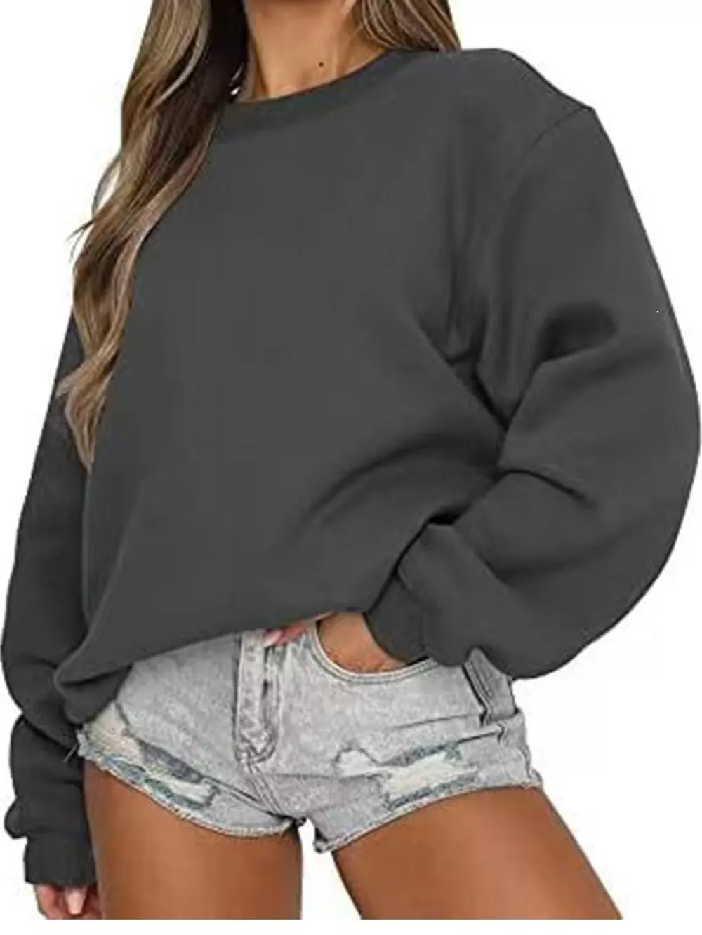 Full Size Solid Color Long Sleeve Sweatshirt Plus Size, image 16