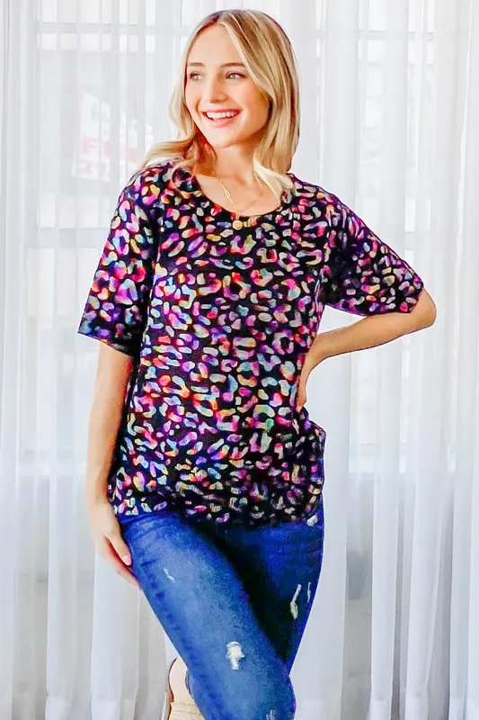 Leopard Foil Printed Half Sleeve Summer Sweater, image 6