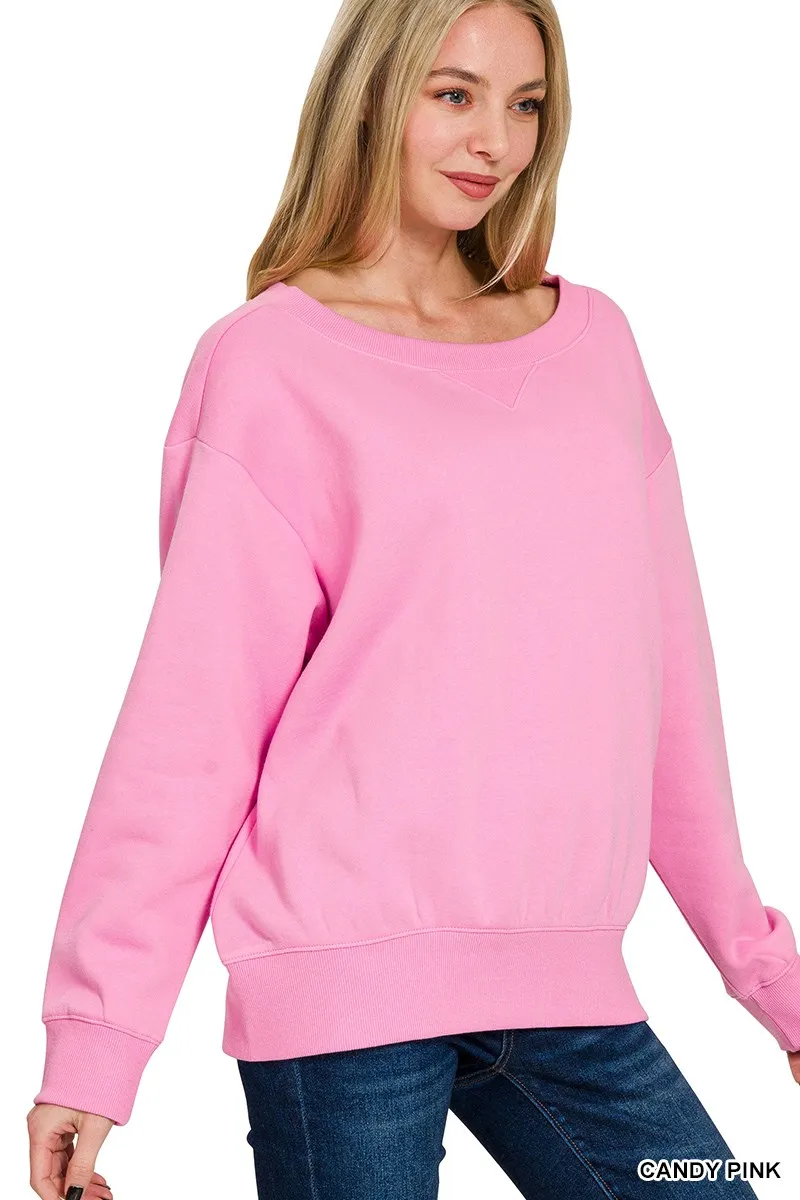 Fleece Boat Neck Sweatshirt, image 2