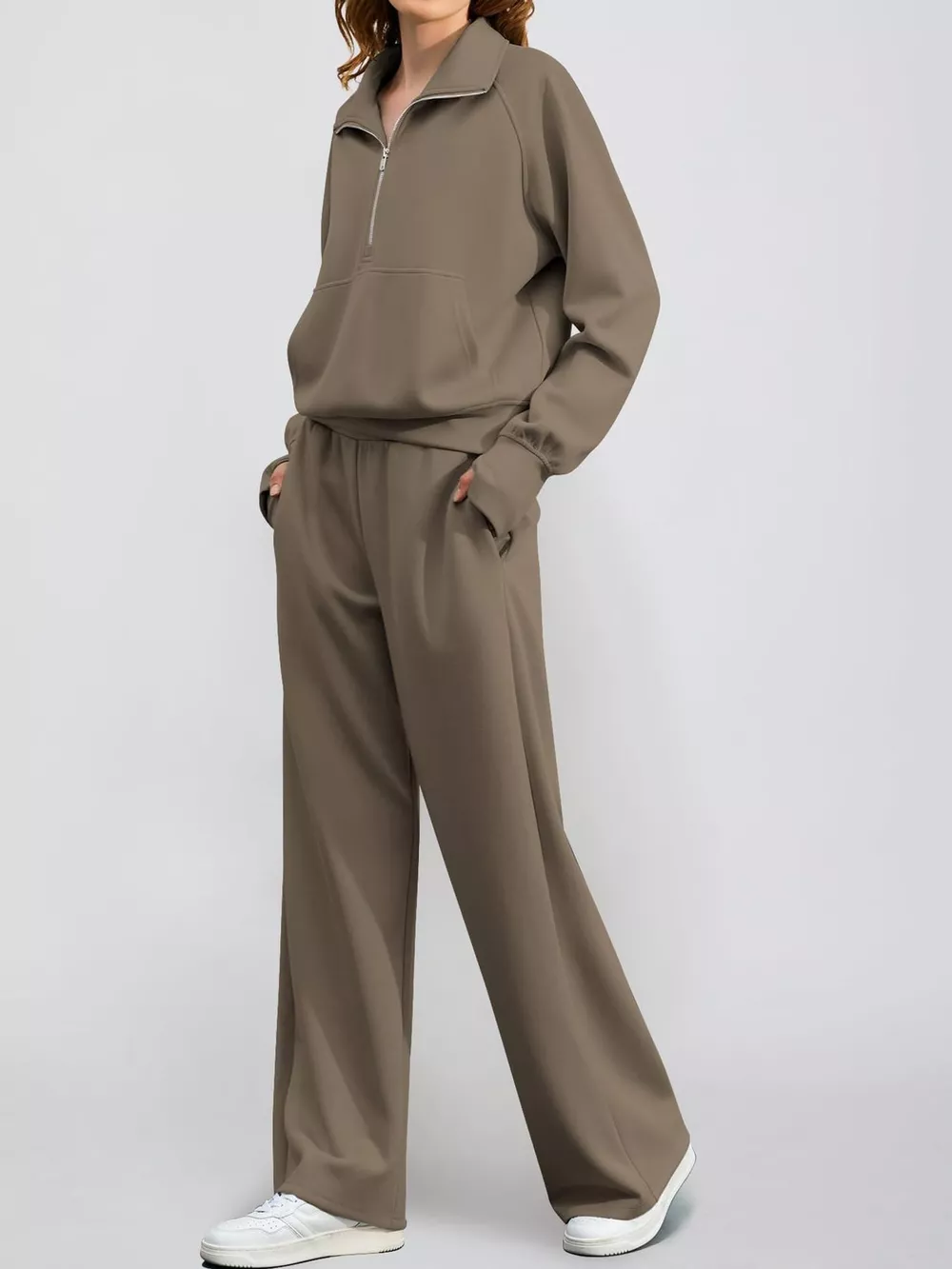 Half-Zip Sweatshirt and Wide-Leg Pants Set, image 16