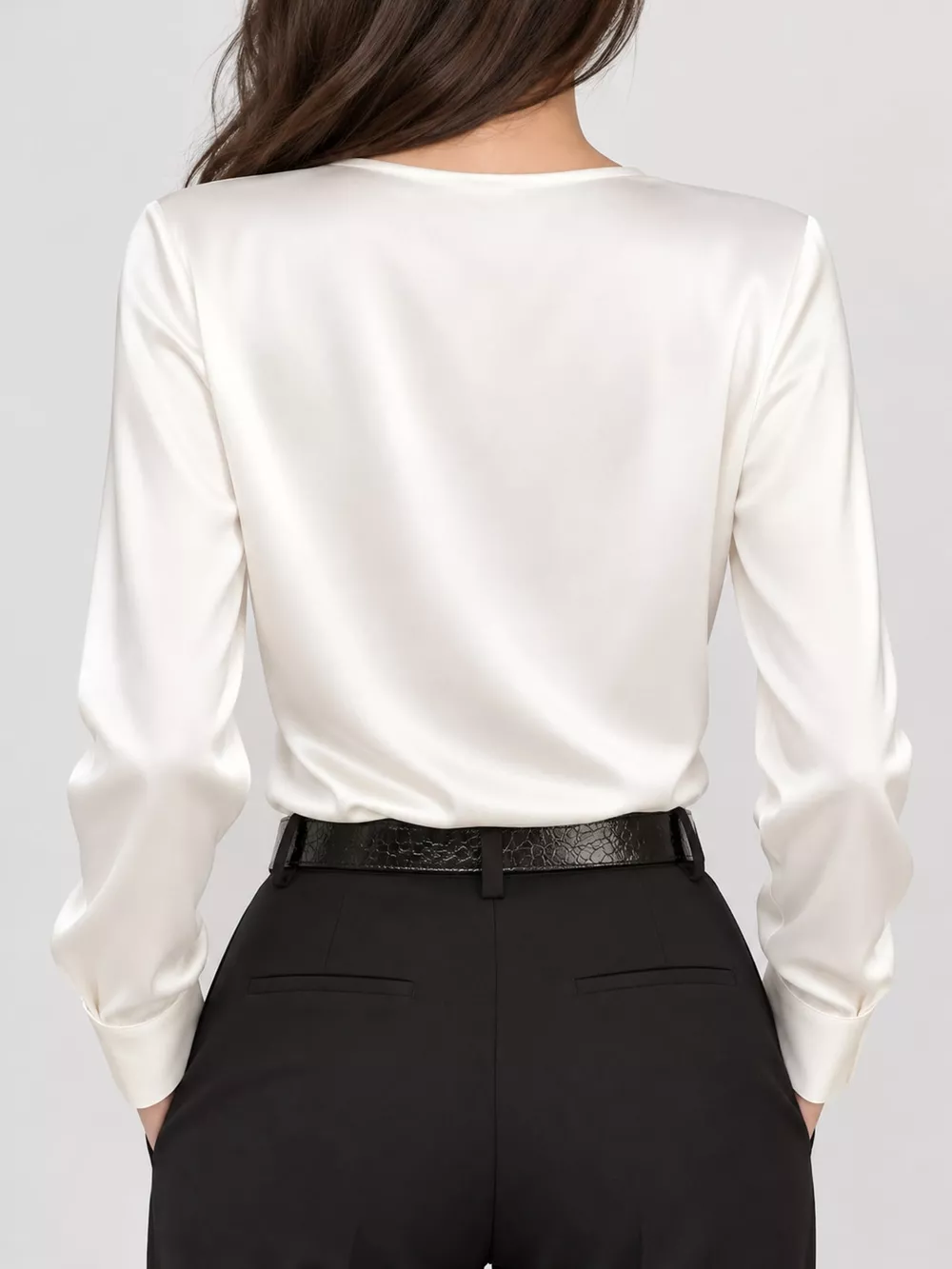 Satin Surplice Long Sleeve Blouse, image 3