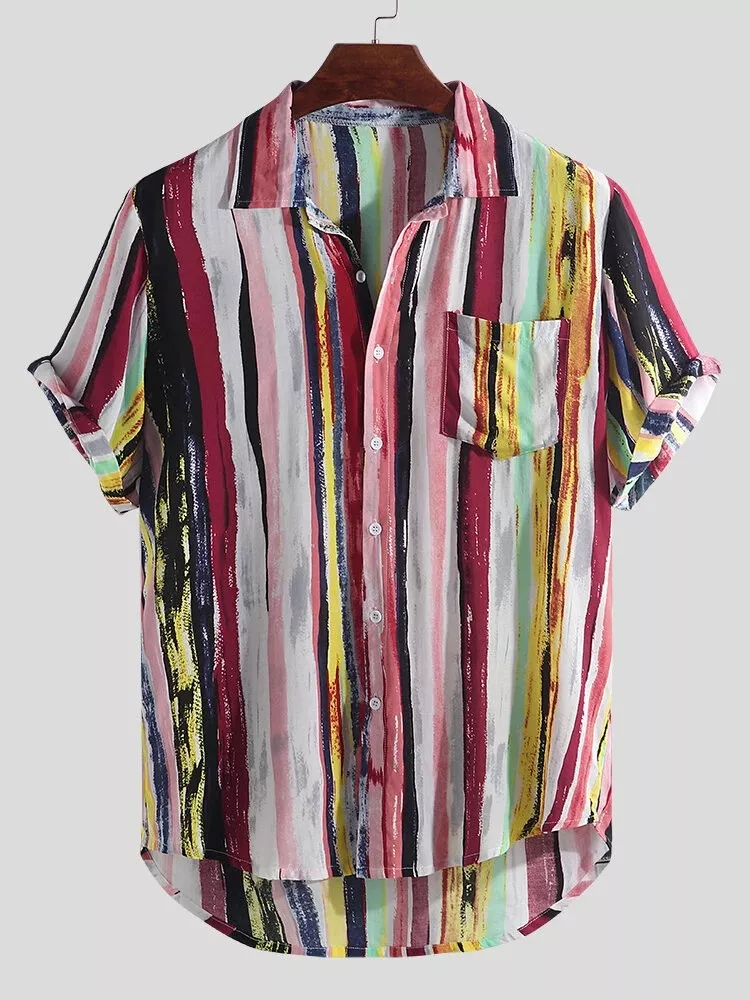 Men's Full Size Striped Button Up Shirt Plus Size, image 2