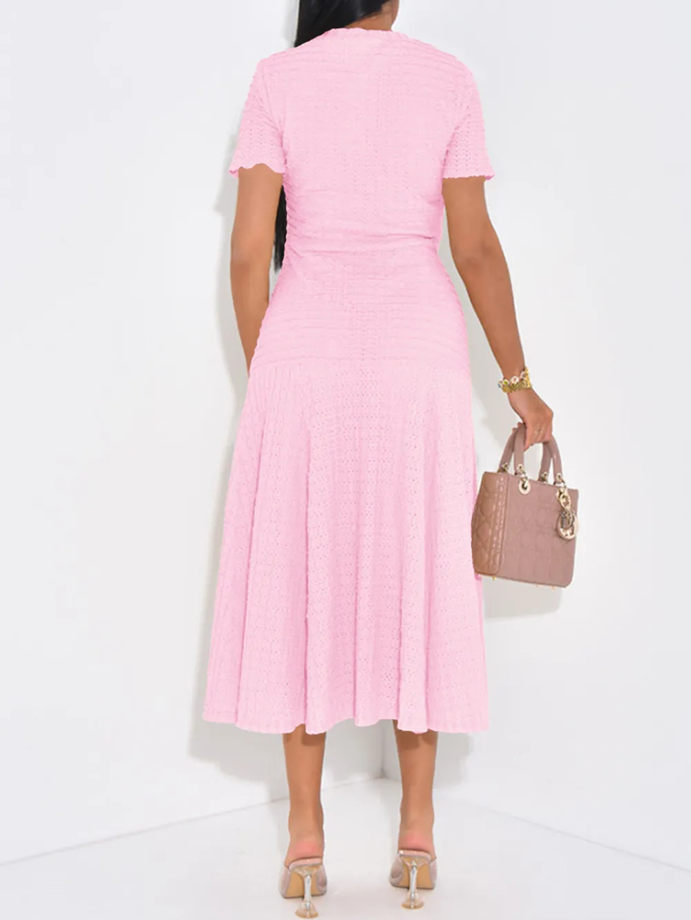 Textured Knit Short Sleeve Dress, image 10