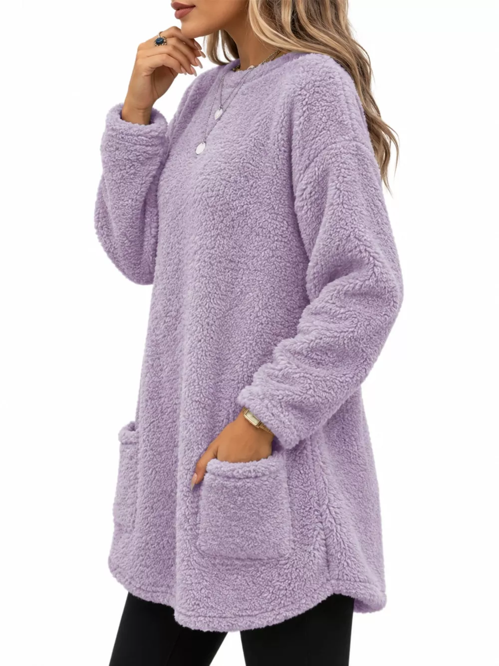 Full Size Fleece Dropped Shoulder Sweatshirt Plus Size, image 24