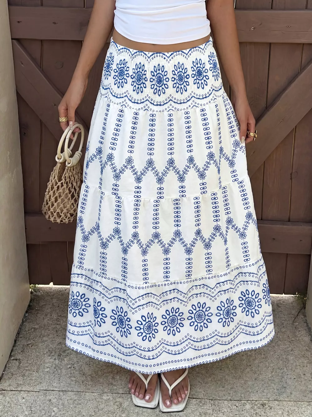 Printed Tiered Maxi Skirt, image 2