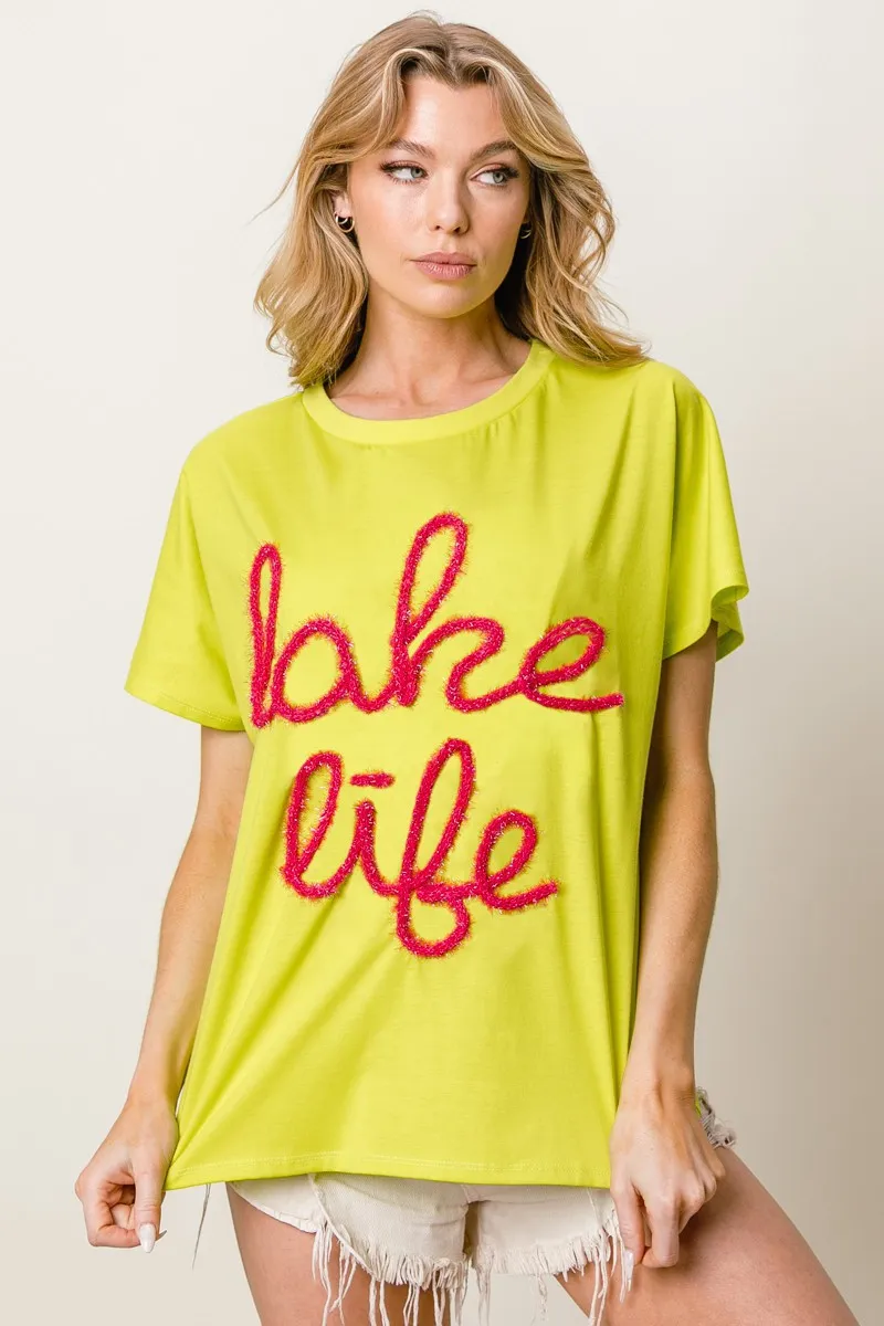 Metallic Letter Short Dolman Sleeve Top, image 9