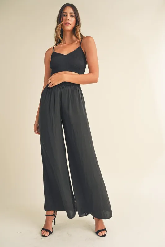 Smocked Bralette Crop Top and Wide Leg Pants Set, image 6