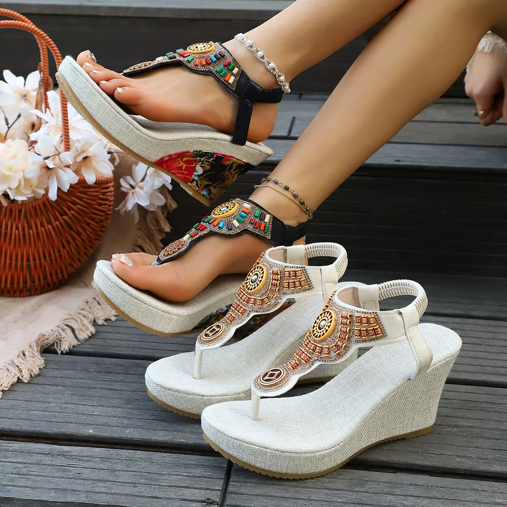 Toe Post Wedge Sandals, image 2