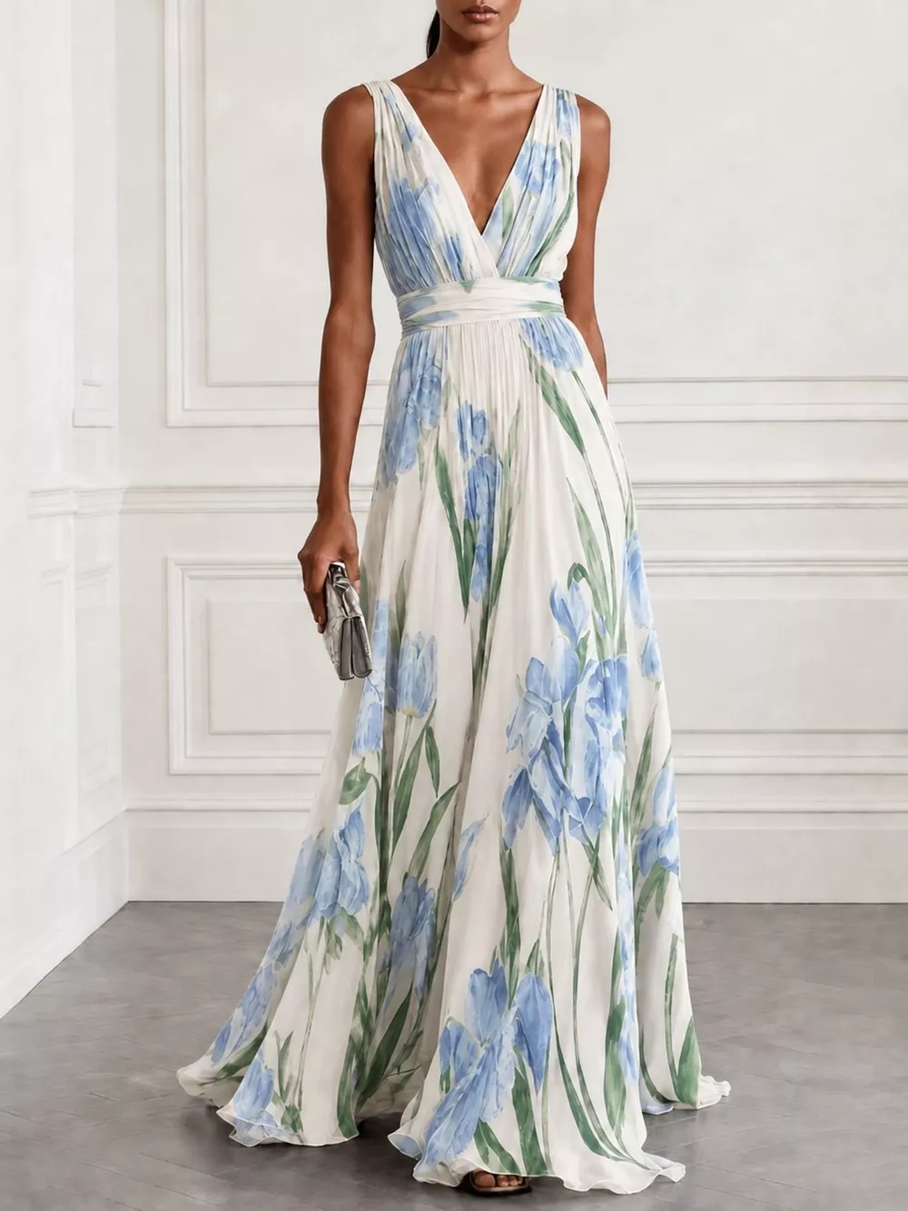 Full Size Sleeveless Floral Print Maxi Dress Plus Size, image 35