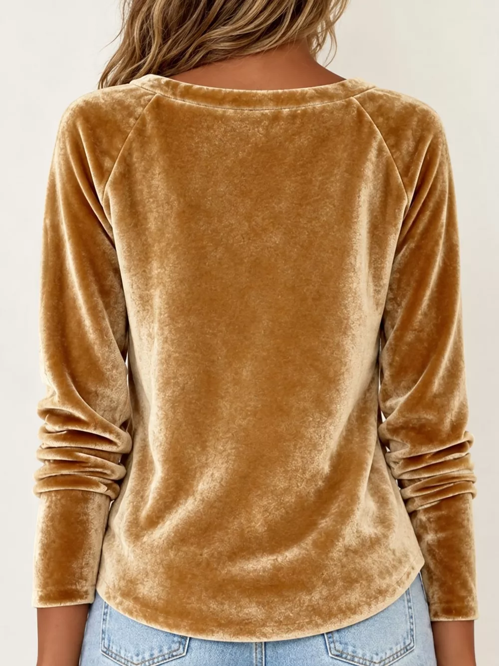 Full Size Velvet Cowl Neck Long Sleeve T-Shirt Plus Size, image 4