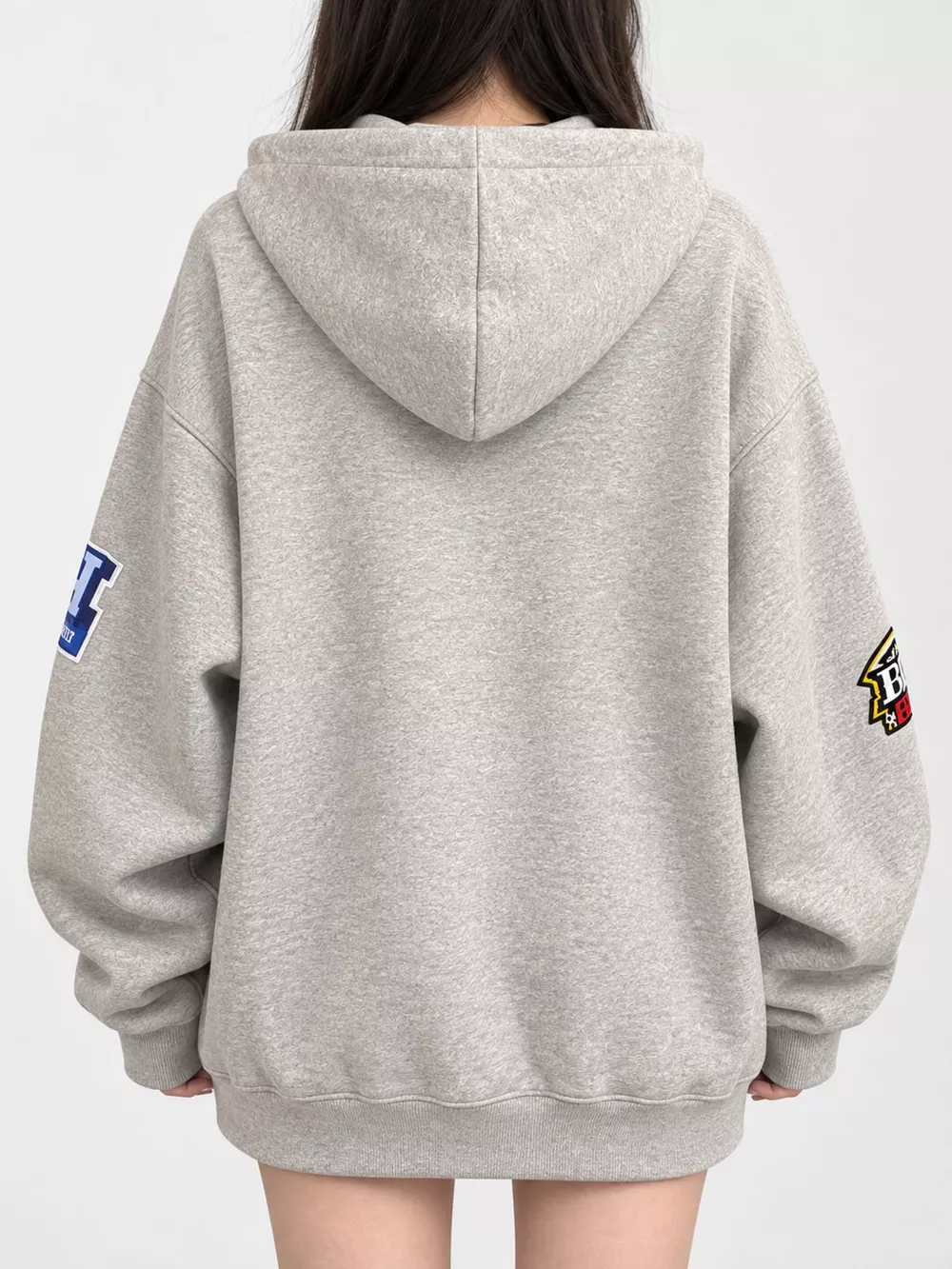 Drawstring Applique Oversized Hoodie, image 2