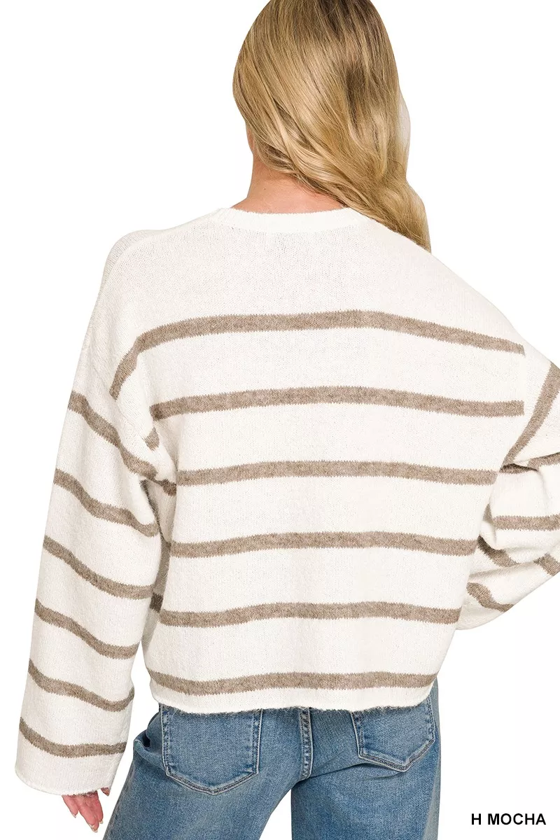 Zenana Wool Blend Striped Sweater, image 3