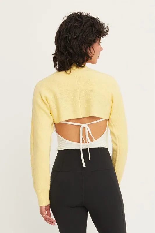 Cable-Knit Tie-Front Shrug, image 3