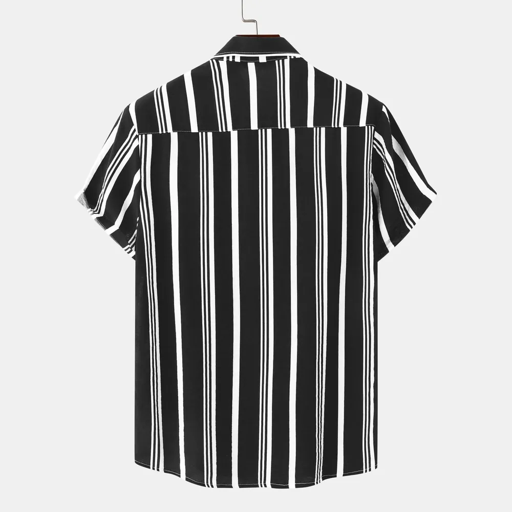 Men's Plus Size Striped Short Sleeve Button-Down Shirt, image 12