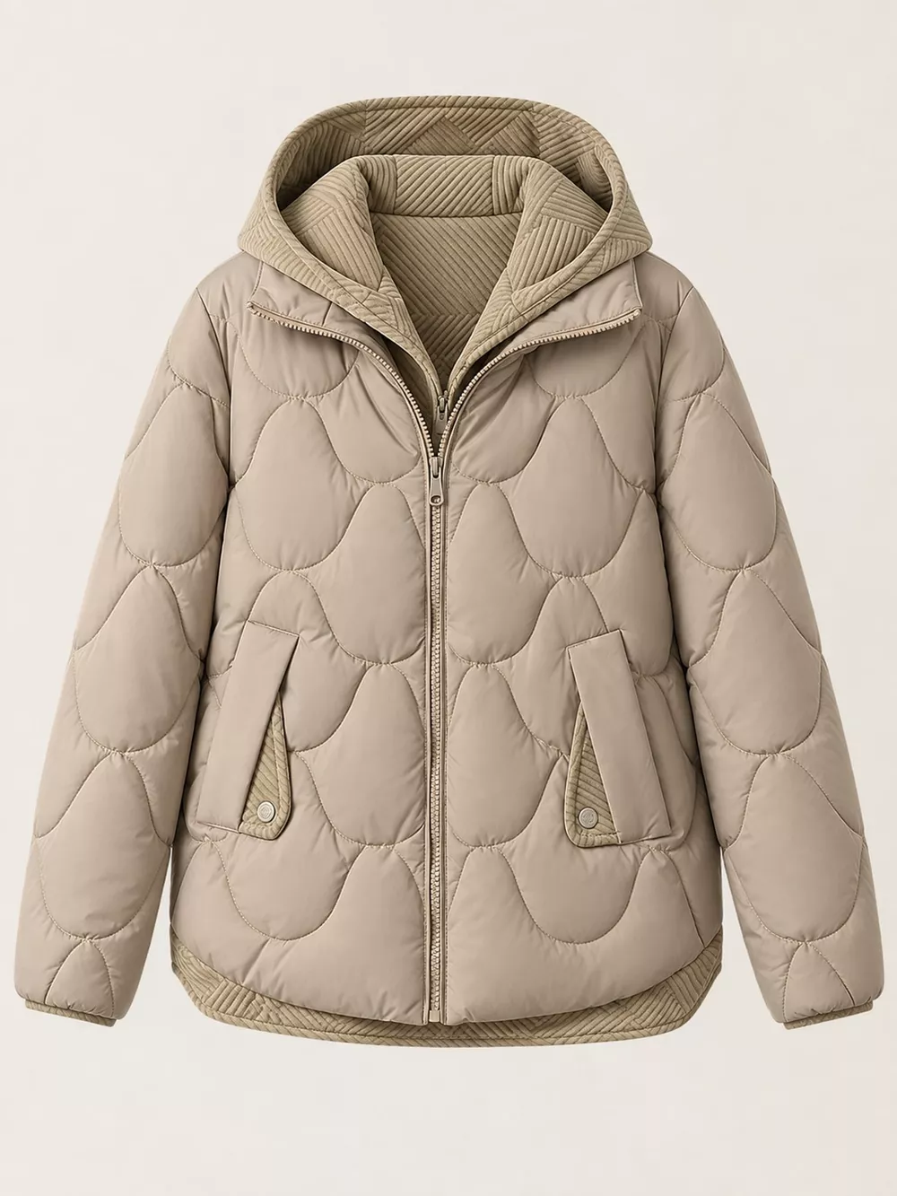 Plus Size Quilted Hooded Puffer Jacket with Snap-Button Closure, image 16