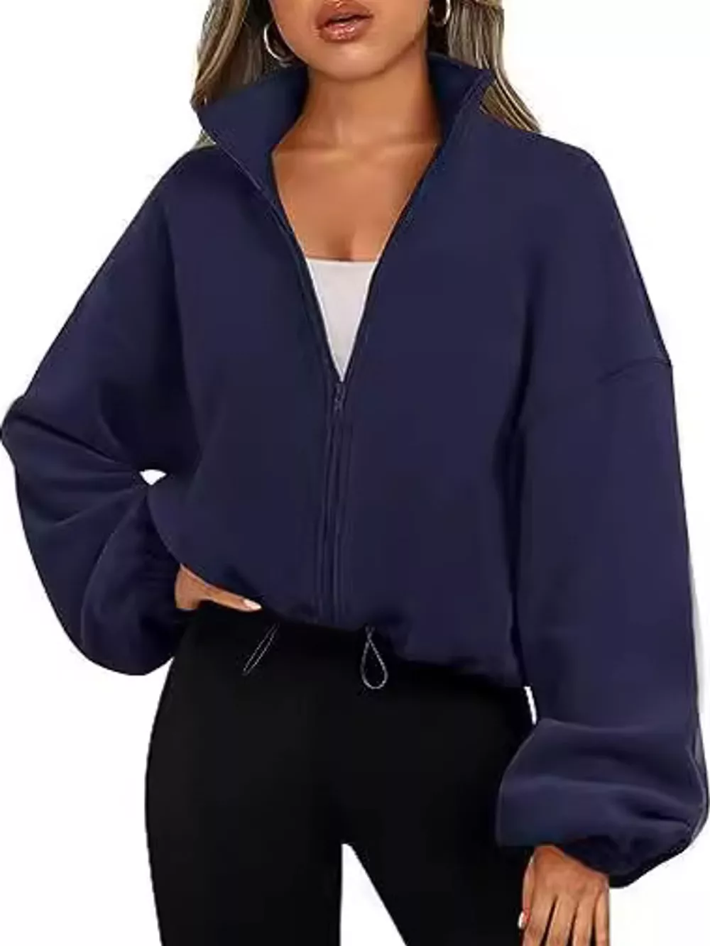 Drawstring Hem Zip Up Jacket, image 10