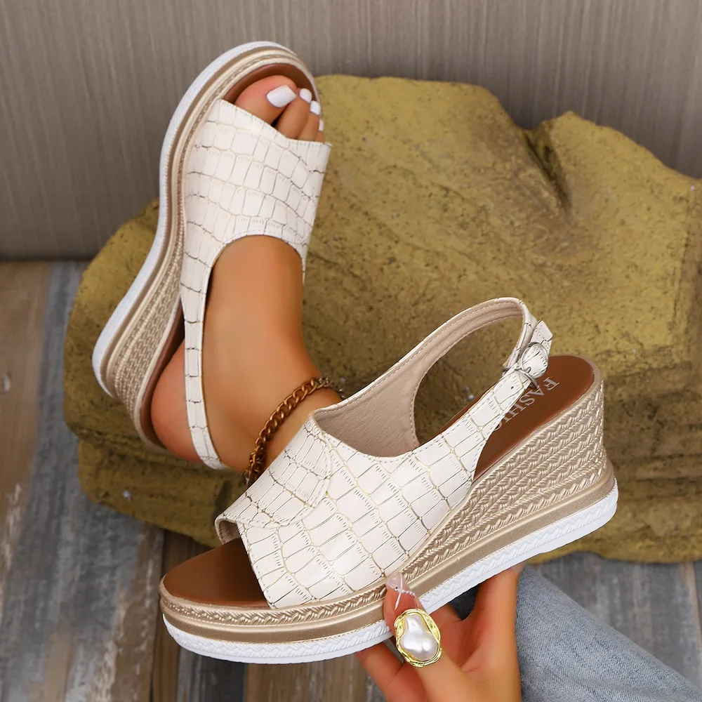 Open Toe Wedge Slingback Sandals, image 5
