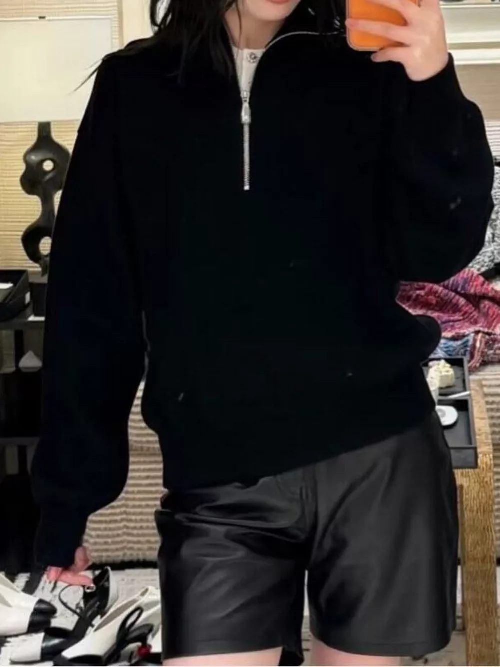Half-Zip Dropped Shoulder Sweater, image 9