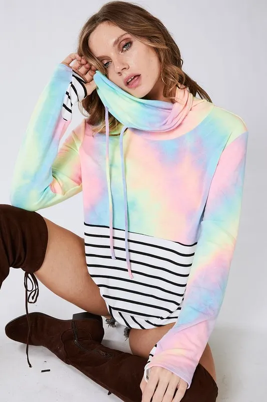 Tie Dye French Terry Cowl Neck Top, image 6