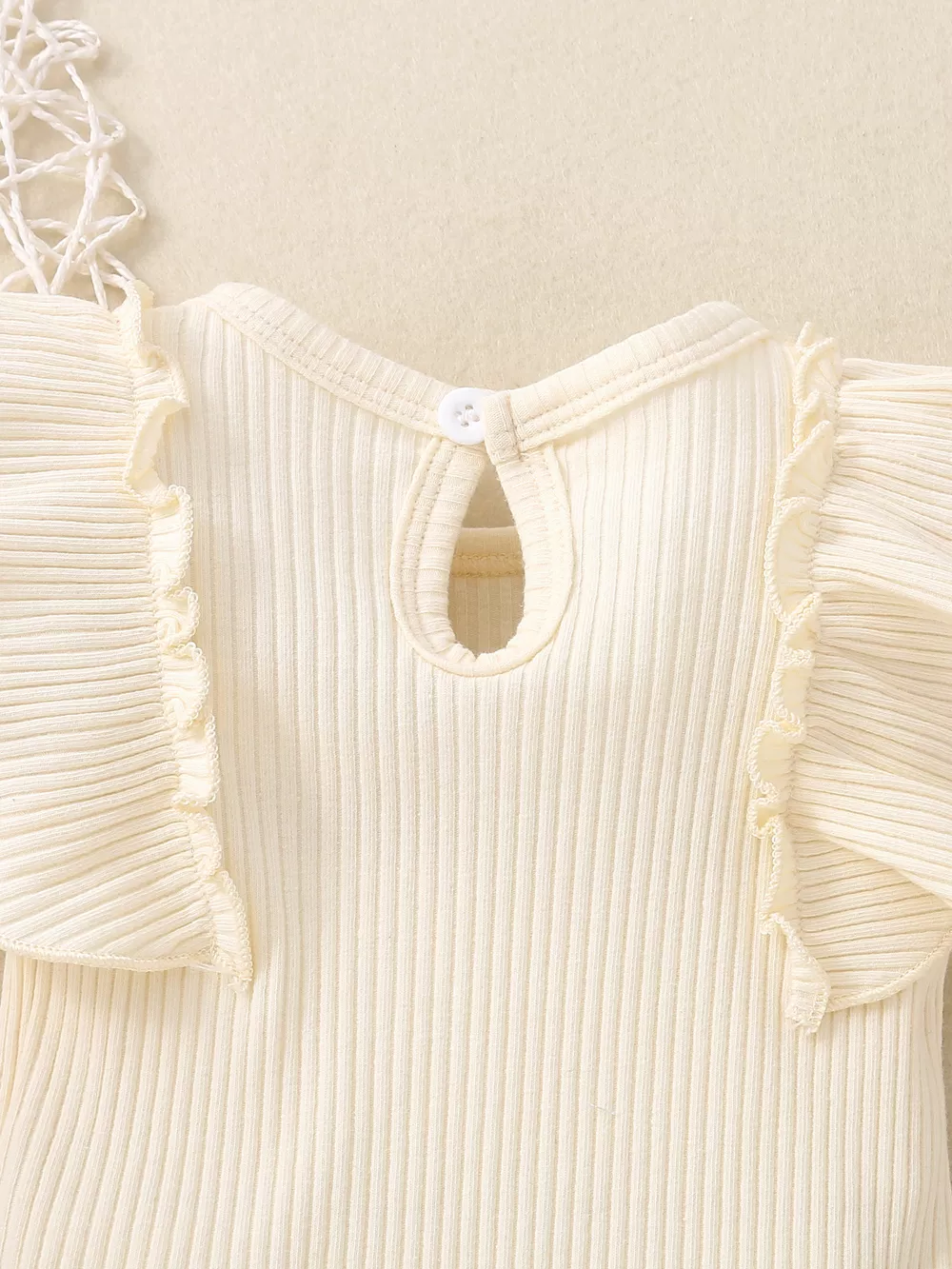 Children's Ribbed Ruffle Trim Bodysuit & Shorts Set, image 9