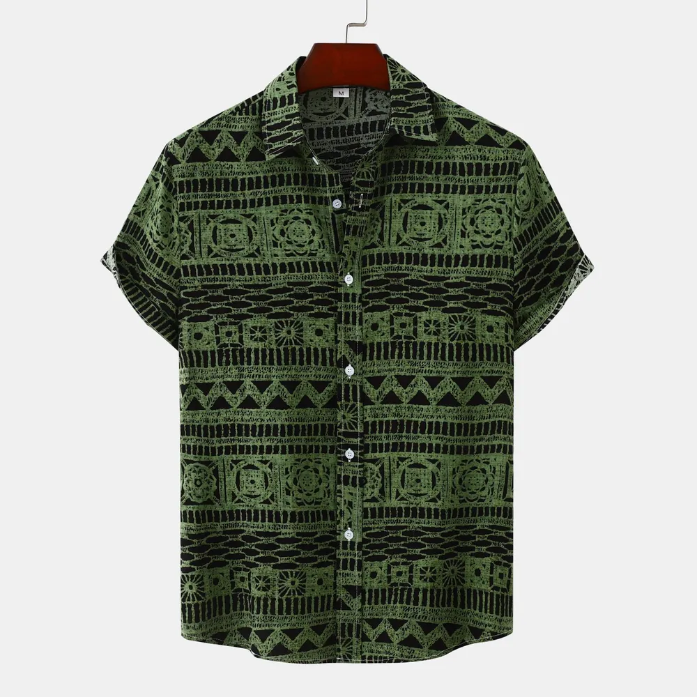 Men's Plus Size Printed Button Up Short Sleeve Shirt, image 3