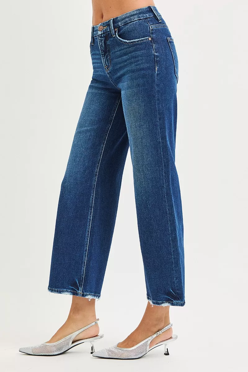 Tummy Control 4 Way Stretch High Rise Crop Wide Leg Jeans, image 6