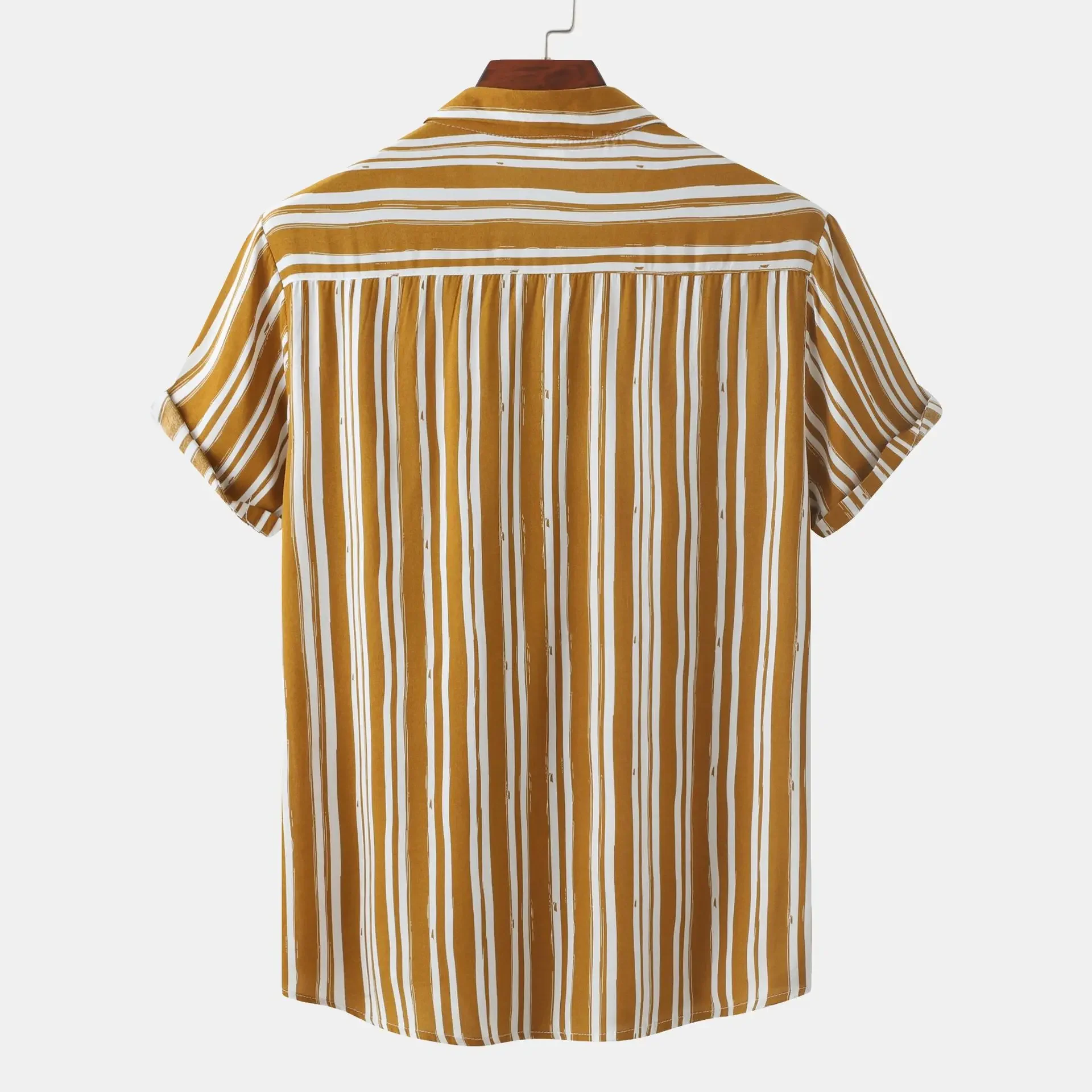 Men's Plus Size Striped Short Sleeve Button-Down Shirt, image 3