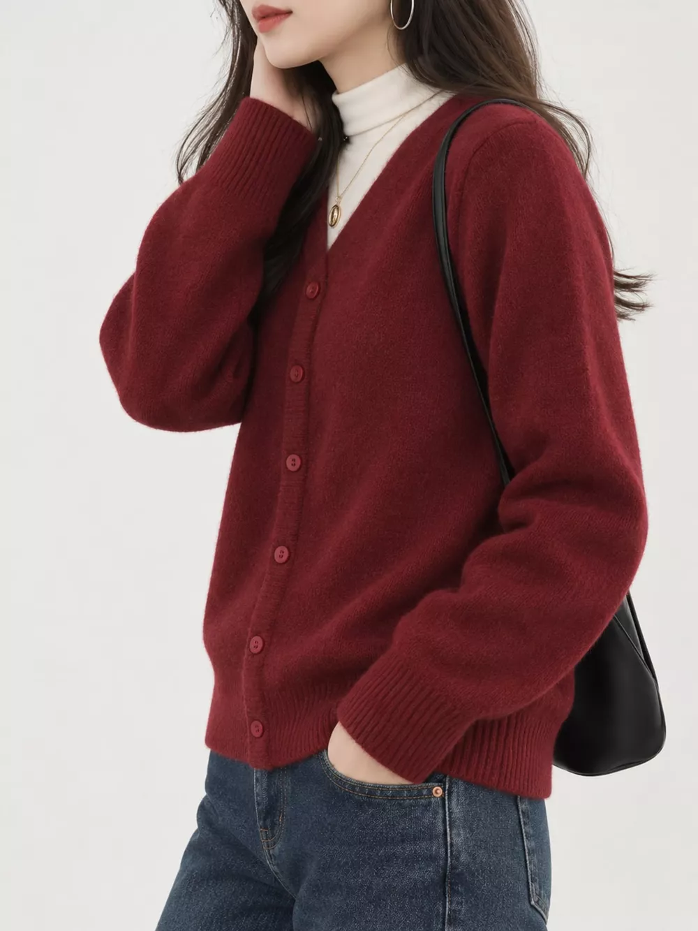 Crew Neck Button-Down Knit Cardigan, image 23