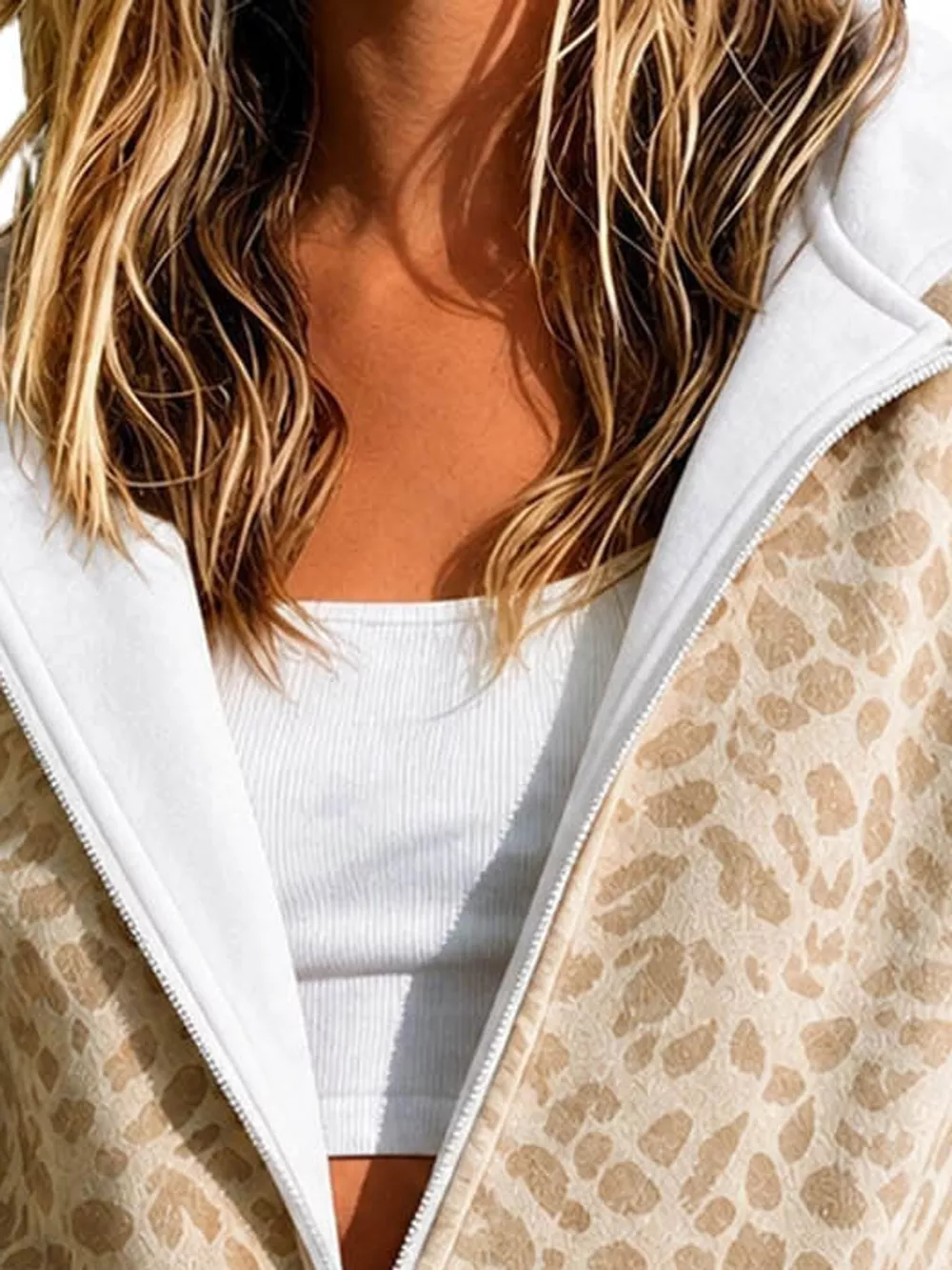 Full Size Leopard Zip Up Hoodie Plus Size, image 9