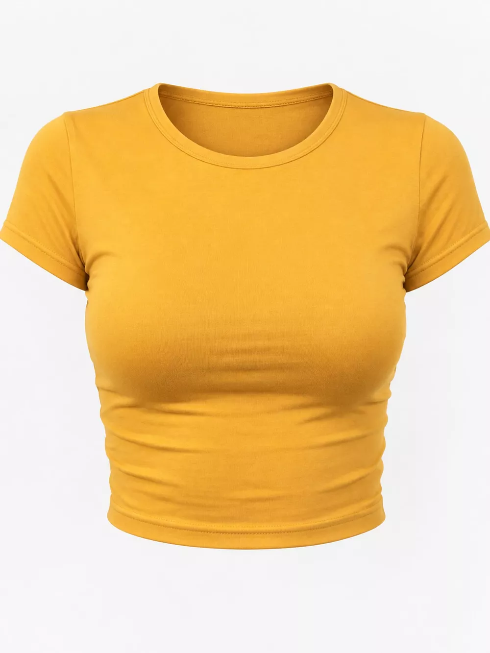 Slim Fit Basic Crew Neck Short Sleeve Crop T-Shirt, image 69