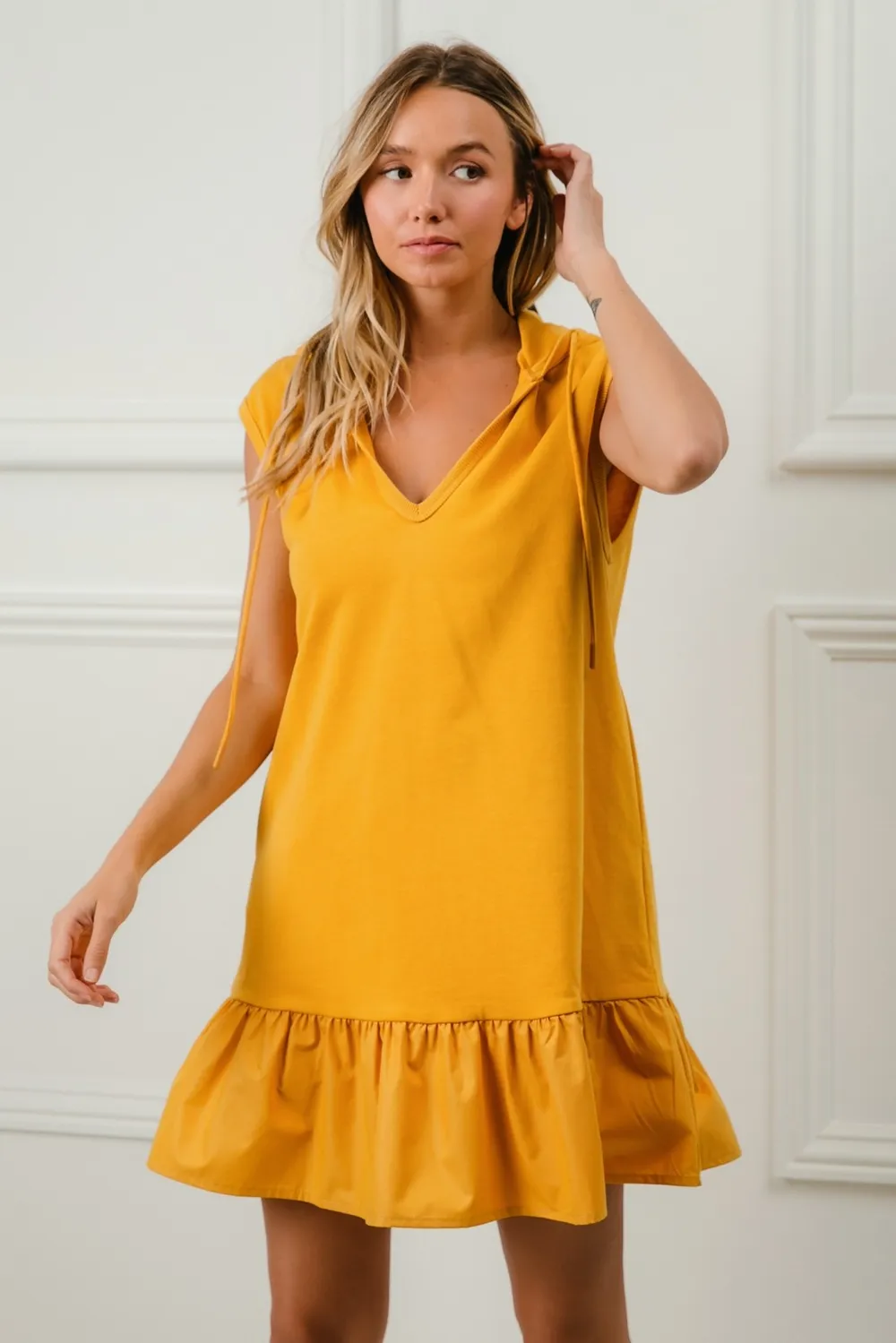 Ruffled French Terry Hooded Dress, image 4