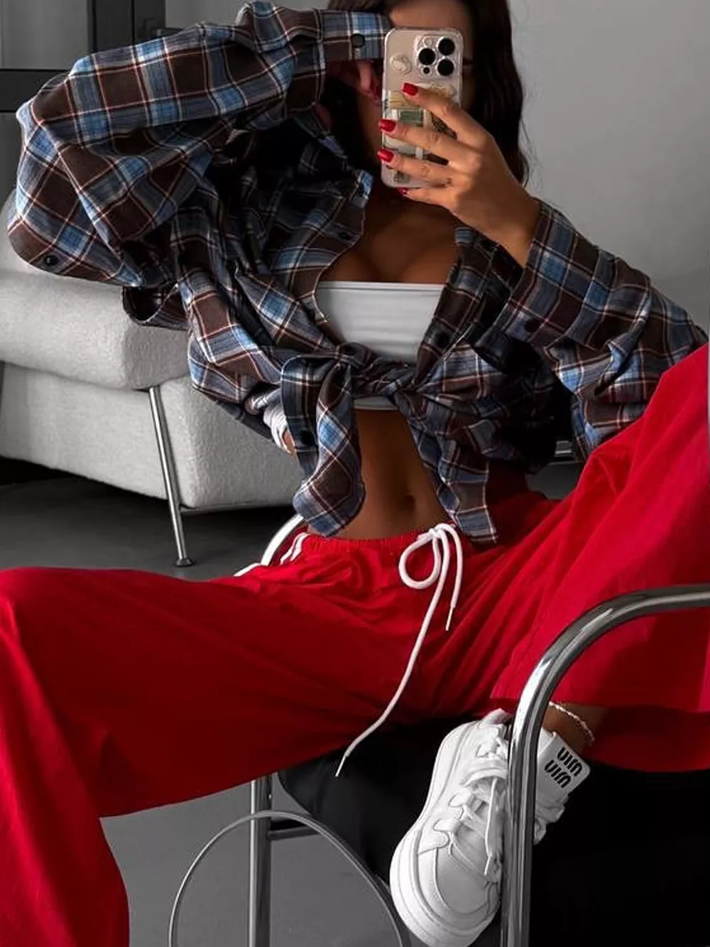 Plaid Button-Down Shirt with Detachable Sleeves, image 4