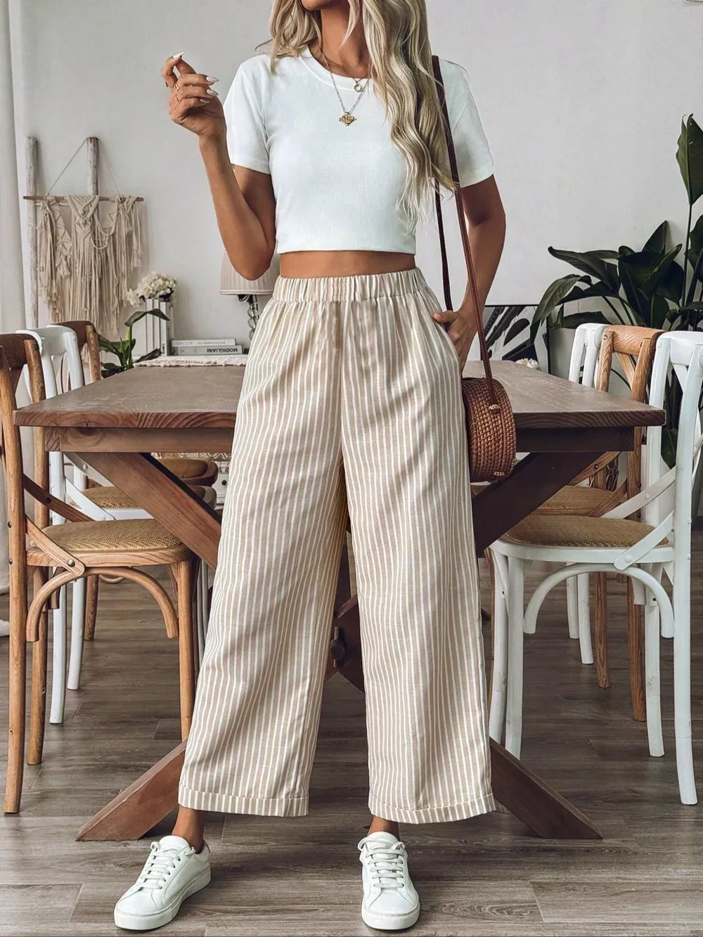 Striped High-Waisted Wide Leg Pants, image 2