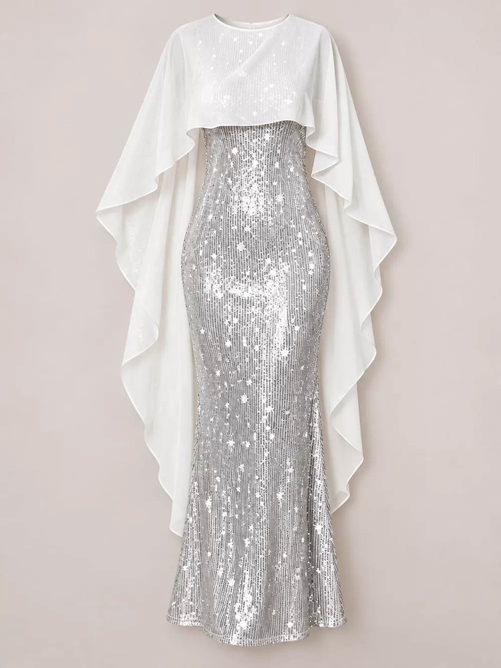 Sequin Cape Overlay Evening Dress, image 34