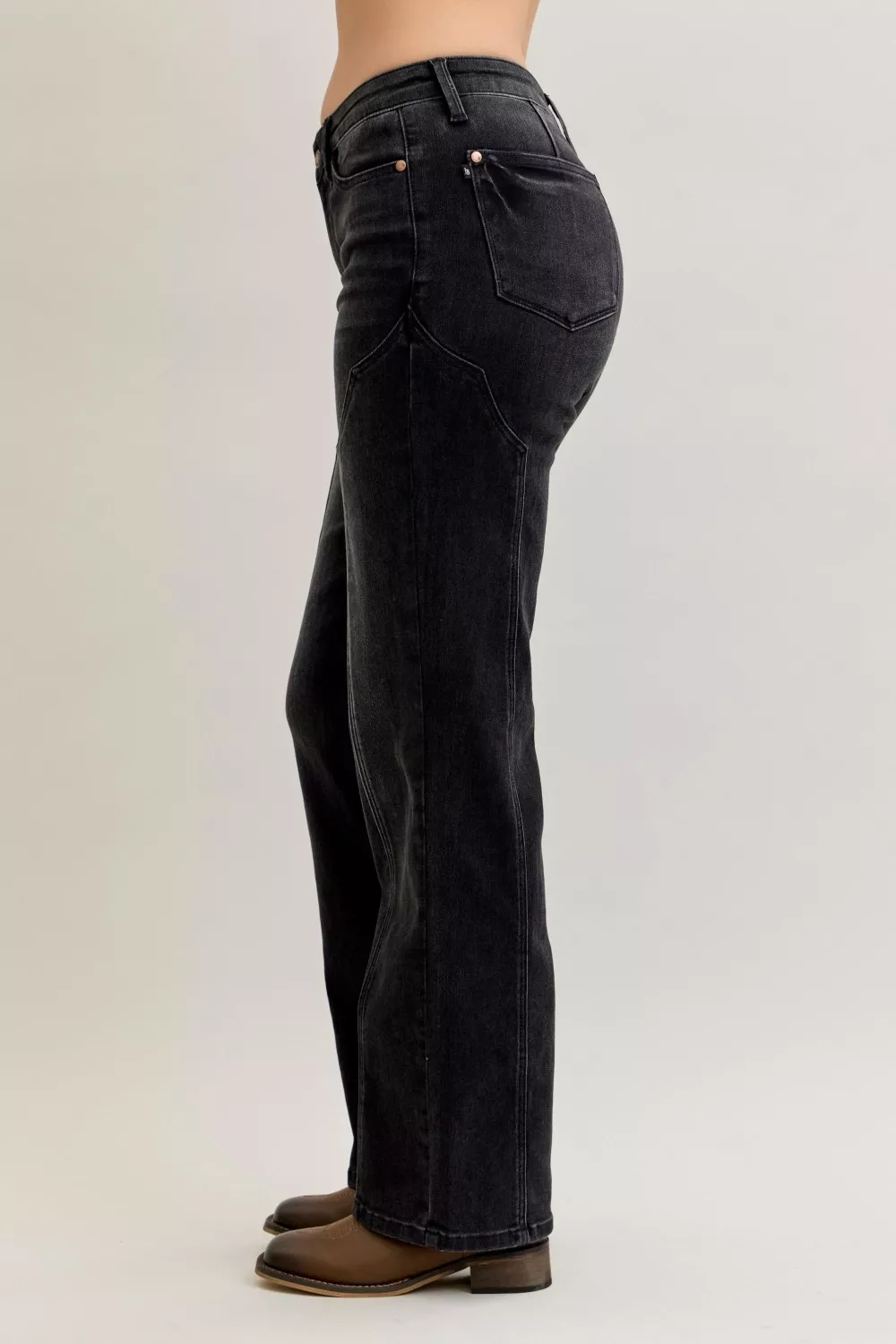Mid Rise Straight Western Seam Detail Jeans, image 10