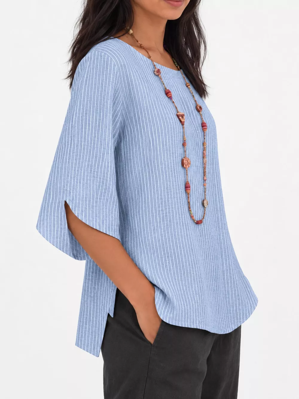 Full Size Casual Striped Loose-Fit Blouse Plus Size, image 8