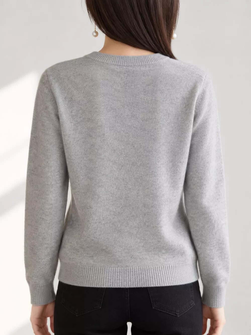 Classic Crew Neck Knit Cardigan, image 5
