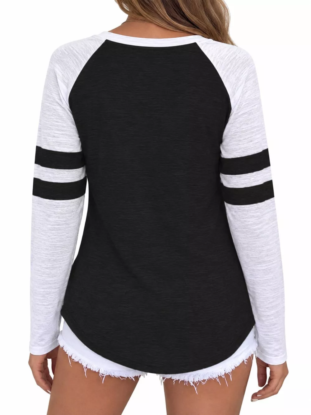 Full Size Color-Block Raglan Sleeve Striped T-Shirt Plus Size, image 6