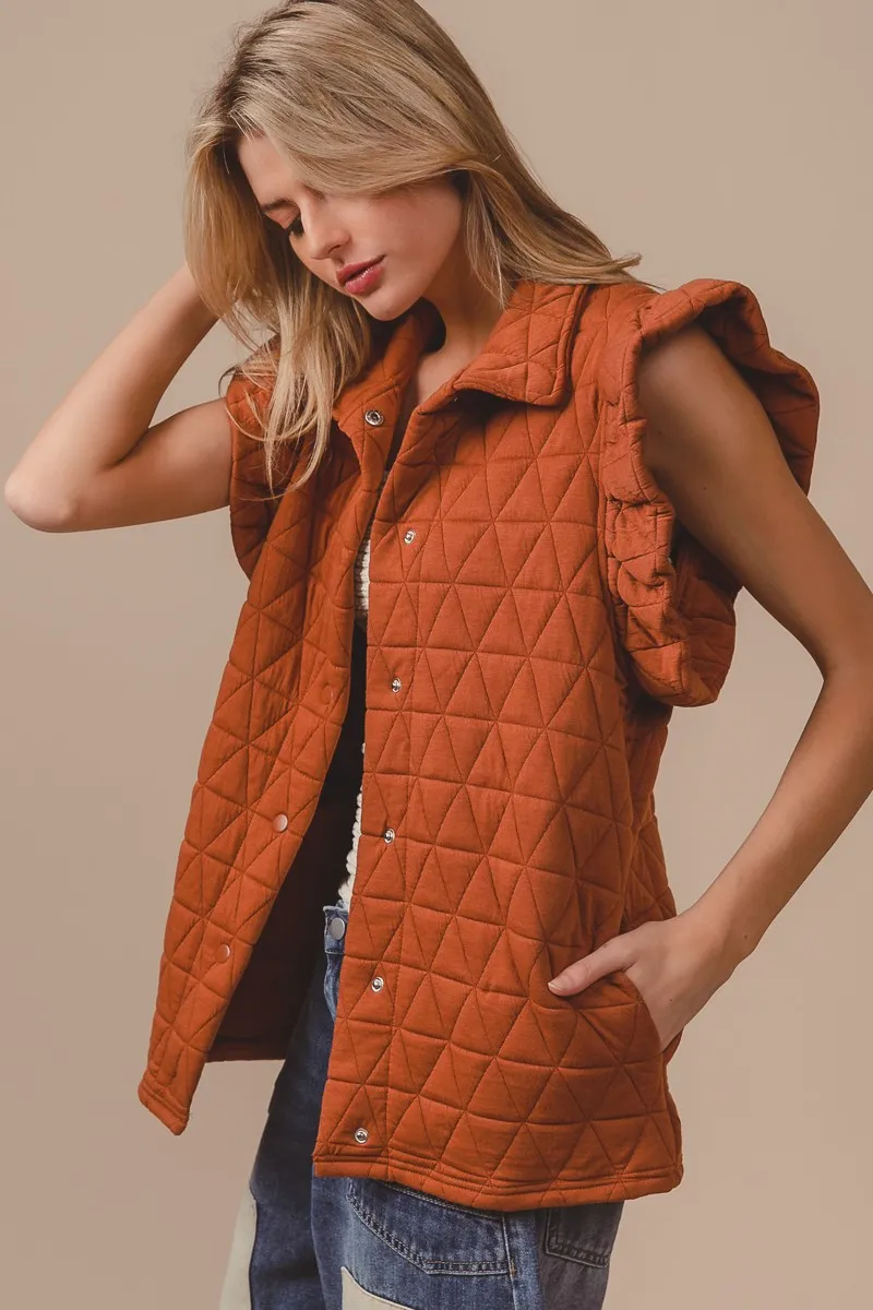 Quilting Knit Ruffle Sleeve Vest, image 9