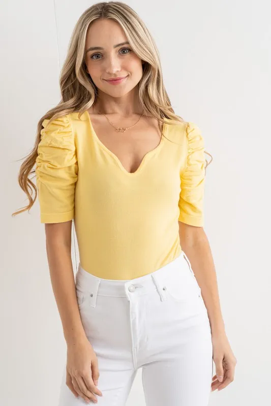 Shirring Puff Sleeve Bodysuit, image 5